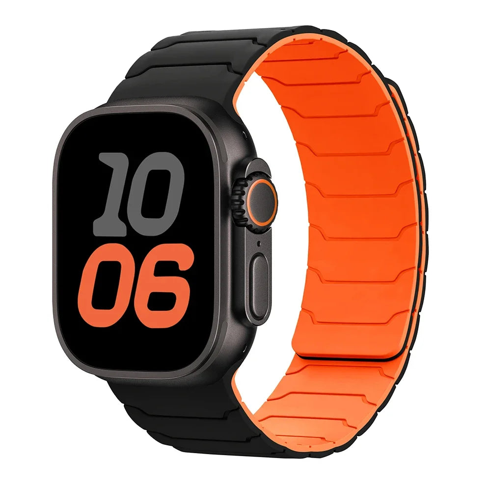 سوار لساعة Apple Watch ultra 2 مقاس 49 مم 45 مم 44 مم 40 مم 42 مم 46 مم 41 مم 38 مم سوار سيليكون مغناطيسي لساعة IWatch Series 10 SE 9 8 7 