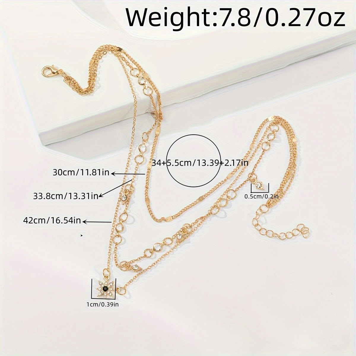 Cute Star Pendant Necklace Trendy Layered Golden Alloy Collarbone Chain Boho Jewelry For Women  for eid, ramadan