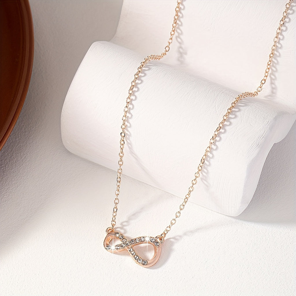 Luxurious Infinity Rhinestone Pendant Necklace - Shiny Chain, Exquisite Design, Durable Construction, Perfect Gift for Women, Anniversary, Birthday, or Valentine's Day