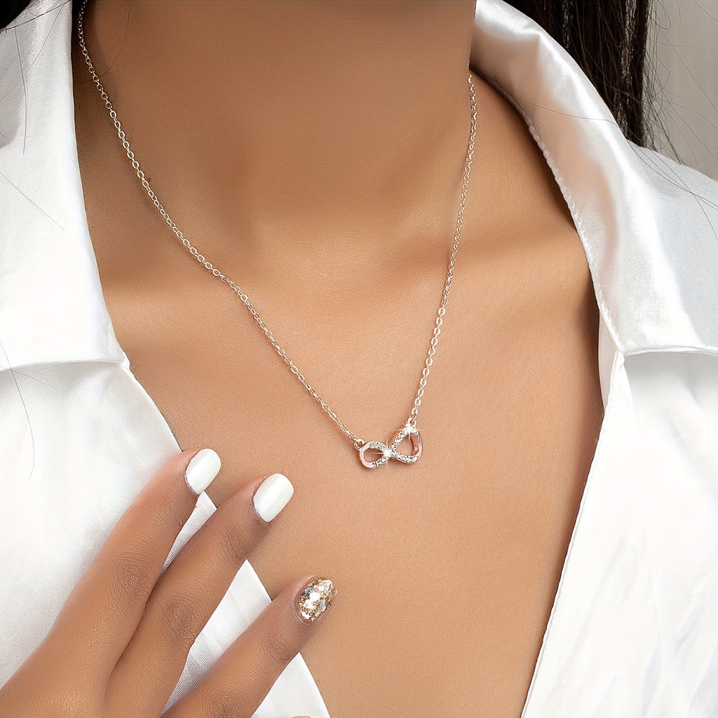 Luxurious Infinity Rhinestone Pendant Necklace - Shiny Chain, Exquisite Design, Durable Construction, Perfect Gift for Women, Anniversary, Birthday, or Valentine's Day