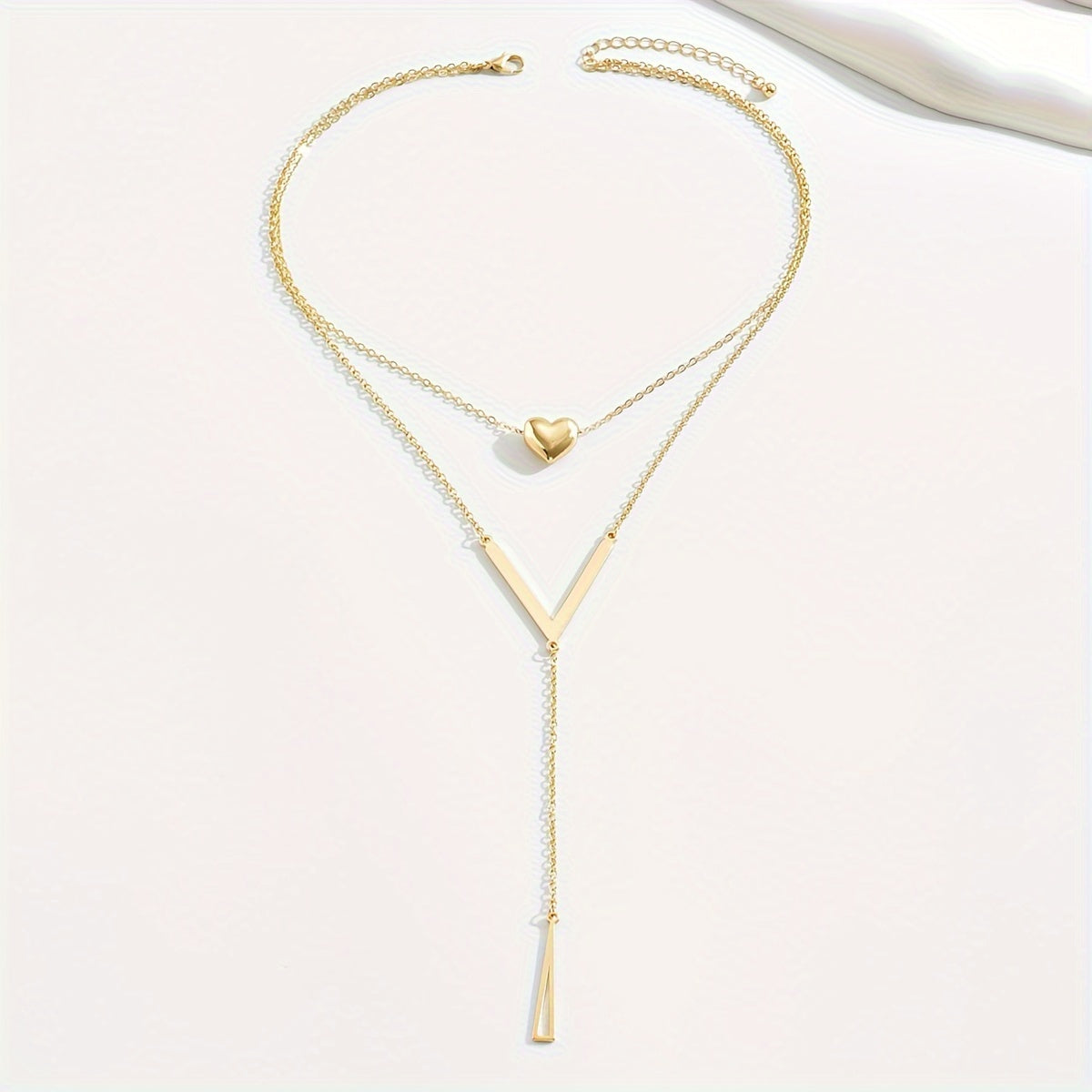 Golden Heart Letter V Design Y-Necklace Simple Sexy Style Alloy Jewelry Trendy Pendant Necklace For Female
