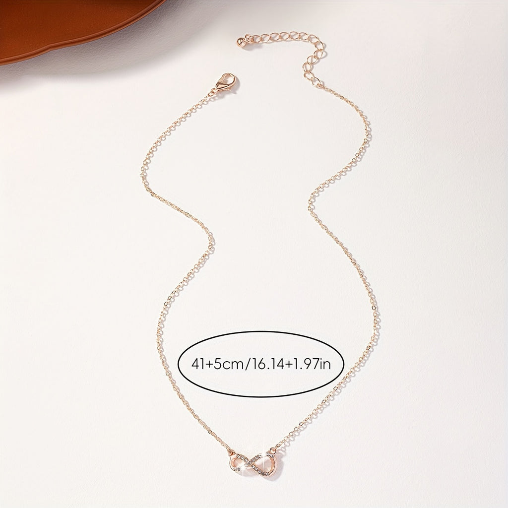 Luxurious Infinity Rhinestone Pendant Necklace - Shiny Chain, Exquisite Design, Durable Construction, Perfect Gift for Women, Anniversary, Birthday, or Valentine's Day