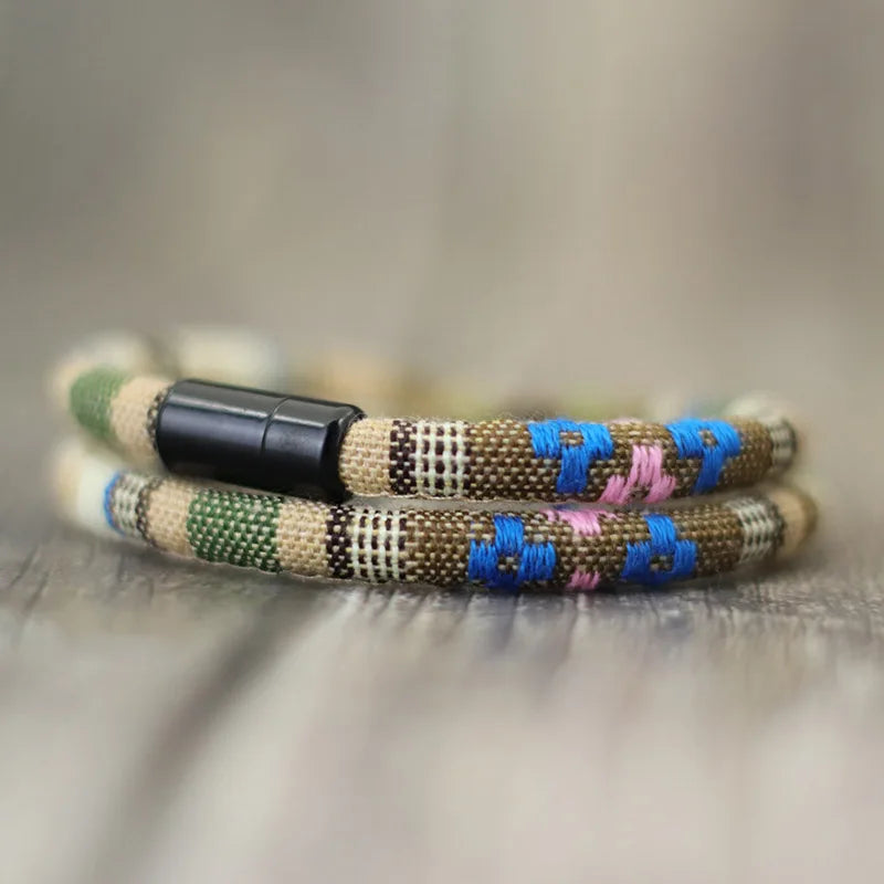 جديد في الرجال سوار حبل بوهيميا سوار مغناطيسي جذاب سوار مغامرة البقاء على قيد الحياة أساور هيلو هومبري شاطئ أمواج سوار 