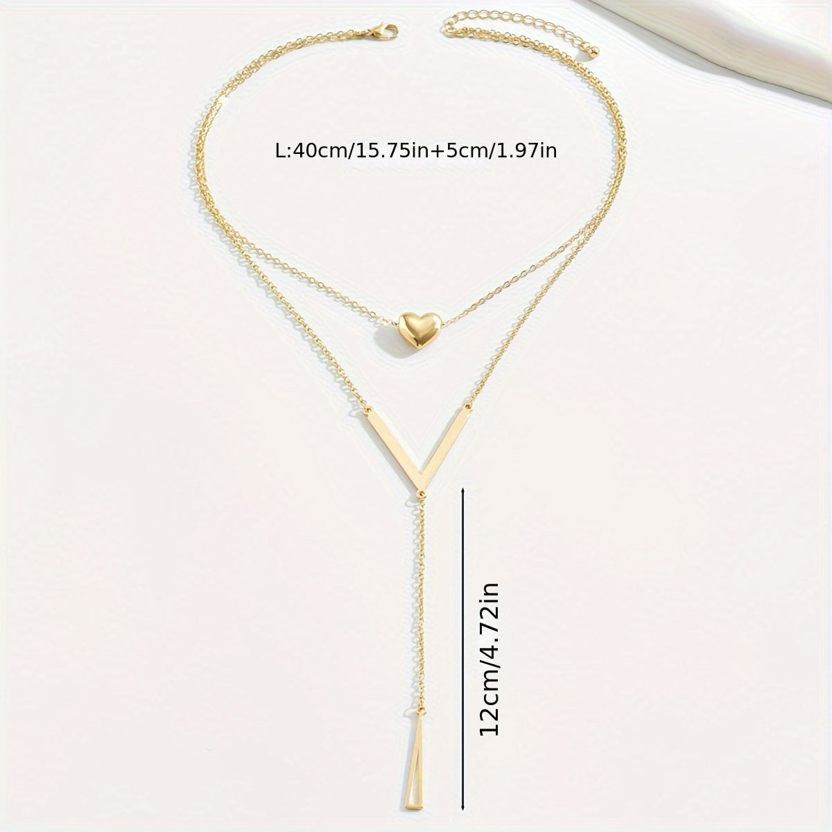 Golden Heart Letter V Design Y-Necklace Simple Sexy Style Alloy Jewelry Trendy Pendant Necklace For Female