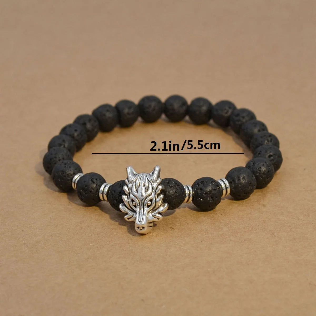 4PC Fashion Black Gallstone Volcanic Stone Wood Bead Multi layer Men's Combination Elastic Bracelet Couple Friends Jewelry
