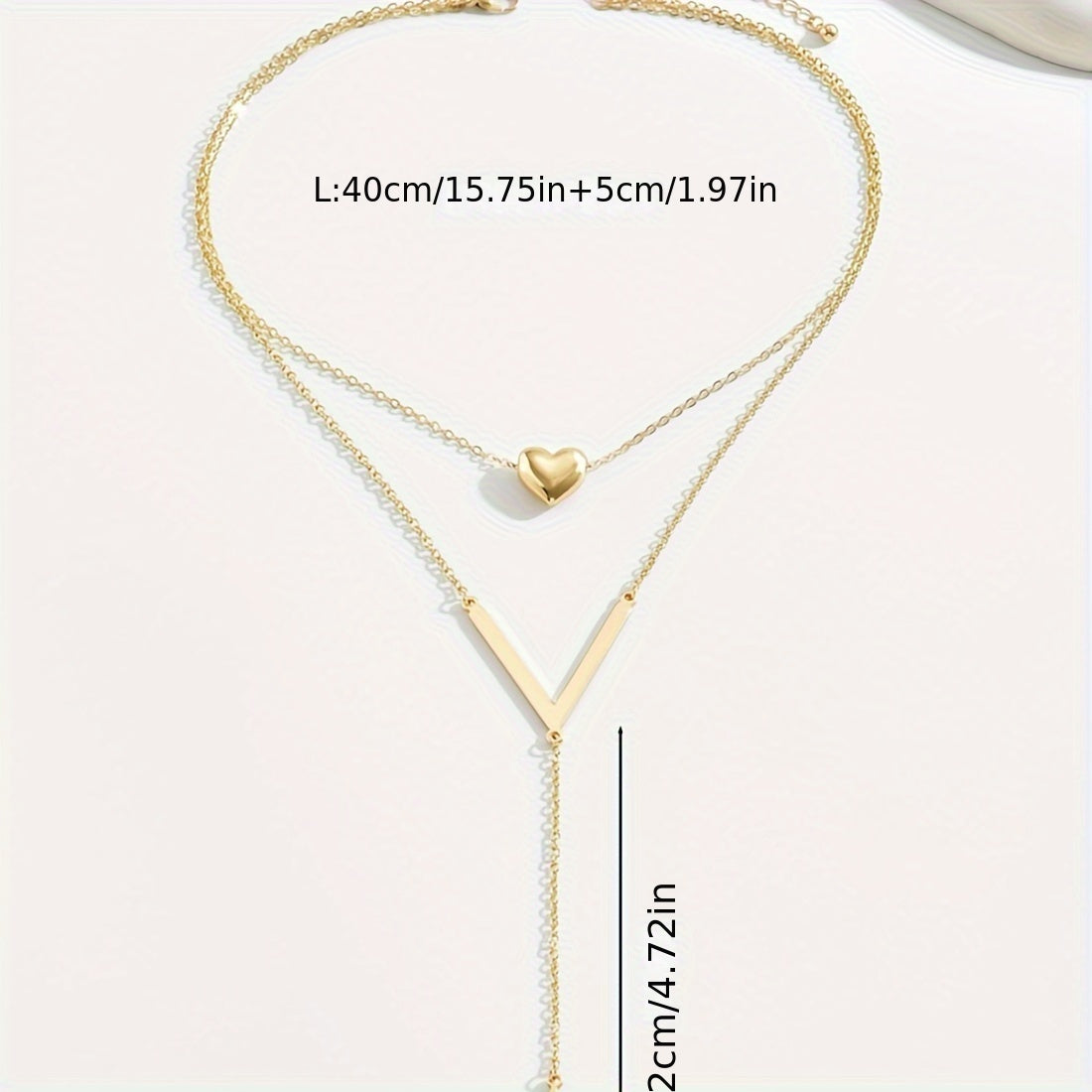 Golden Heart Letter V Design Y-Necklace Simple Sexy Style Alloy Jewelry Trendy Pendant Necklace For Female
