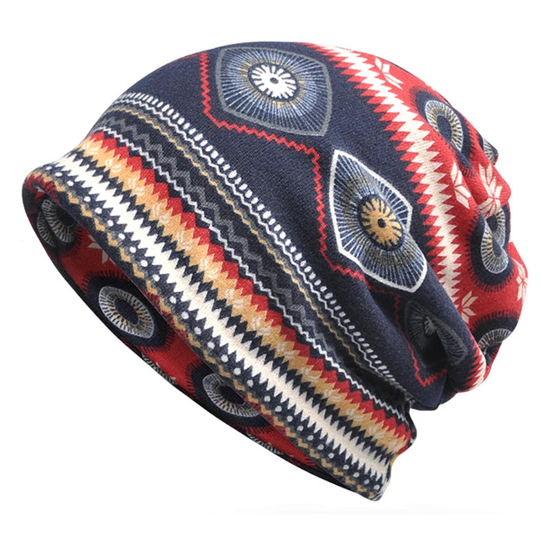 Graffiti scarf dual purpose hood,High quality of female and Men's cap, Baotou Hat, breathable sleeping hat,Striped Bohemian hat