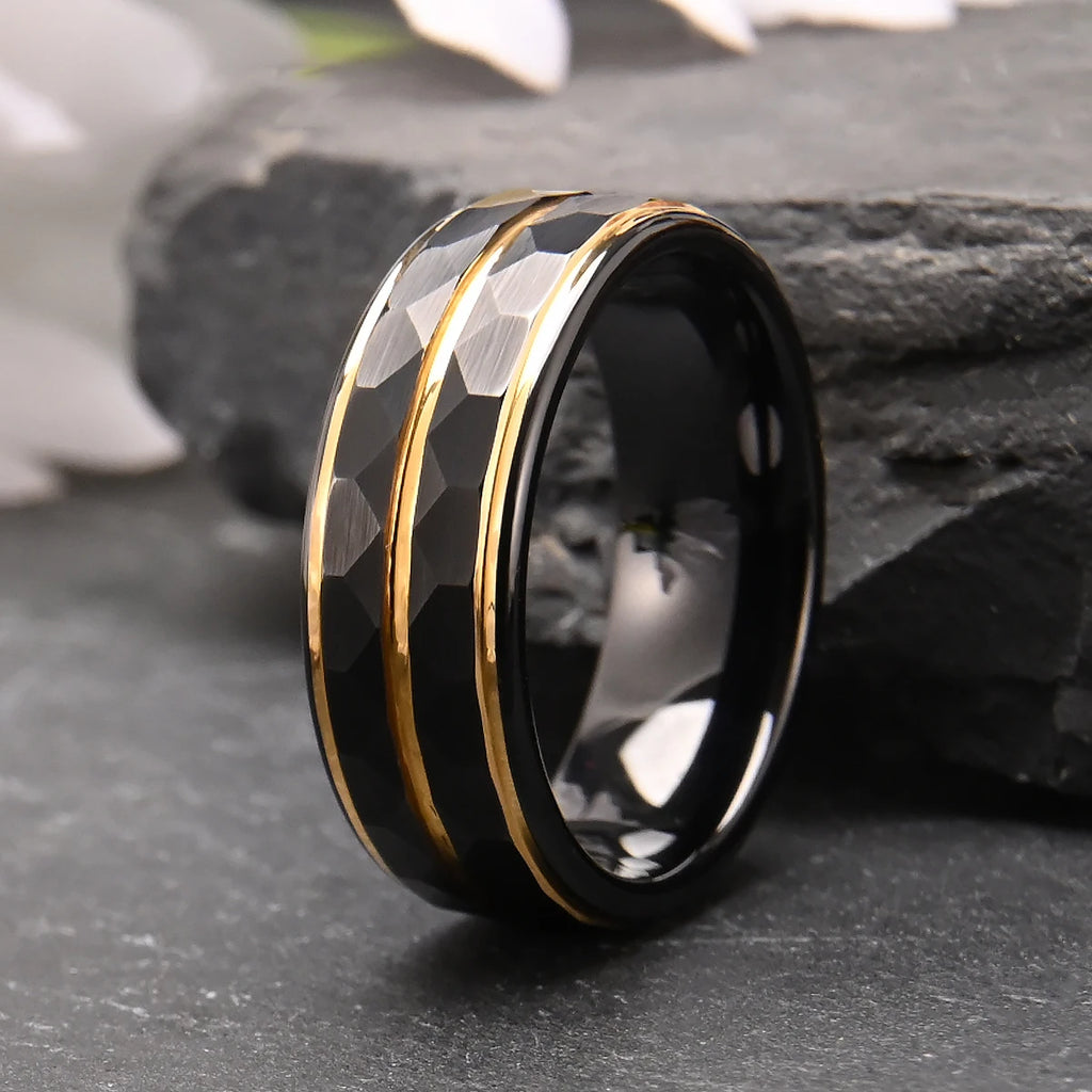 gothic jewelry rings for man Minimalist black tungsten ring luxury joyeria punk jewellery accesorios hombre fashion aneis