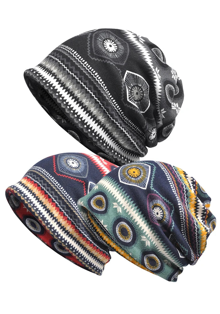 Graffiti scarf dual purpose hood,High quality of female and Men's cap, Baotou Hat, breathable sleeping hat,Striped Bohemian hat