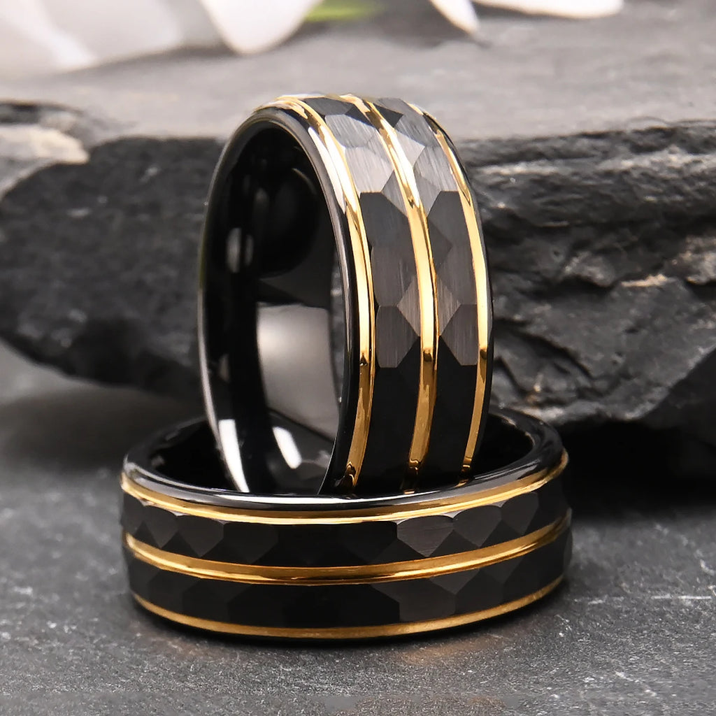 gothic jewelry rings for man Minimalist black tungsten ring luxury joyeria punk jewellery accesorios hombre fashion aneis