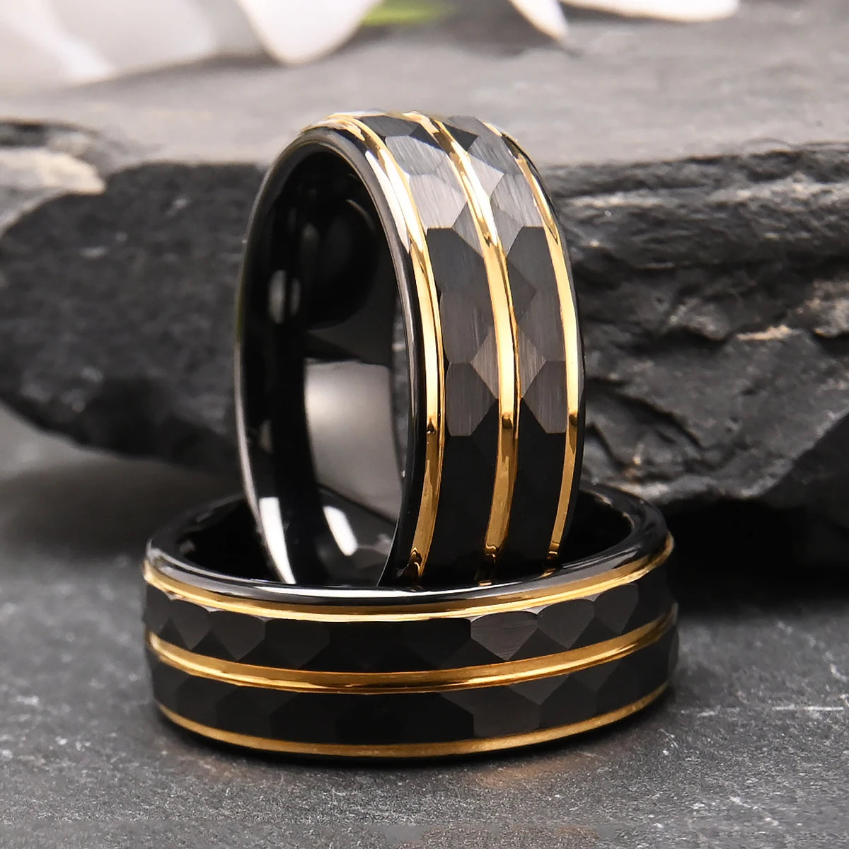 gothic jewelry rings for man Minimalist black tungsten ring luxury joyeria punk jewellery accesorios hombre fashion aneis