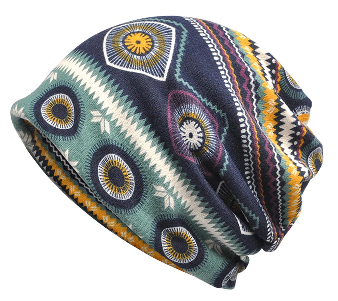 Graffiti scarf dual purpose hood,High quality of female and Men's cap, Baotou Hat, breathable sleeping hat,Striped Bohemian hat