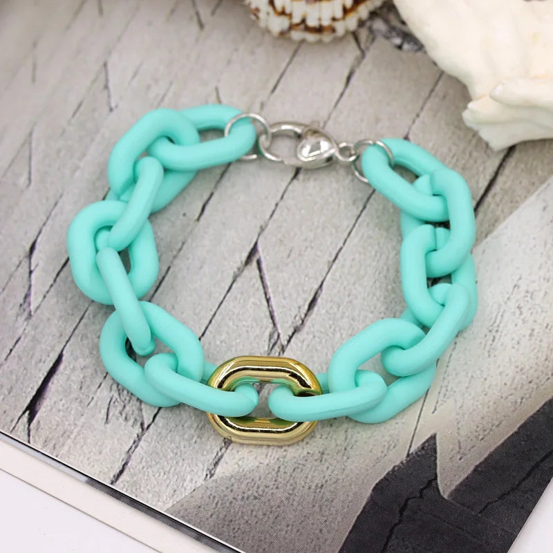 Bracelets for Women New Fashion Colorful Acrylic Chain Bracelet on Hand Jewelry Gifts for Female Girls