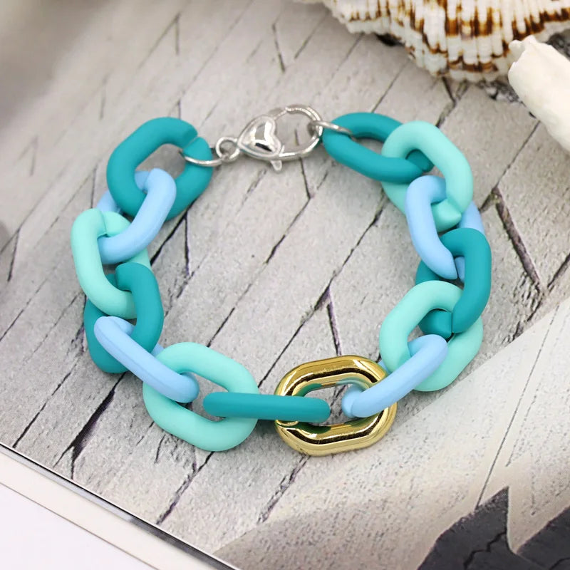Bracelets for Women New Fashion Colorful Acrylic Chain Bracelet on Hand Jewelry Gifts for Female Girls