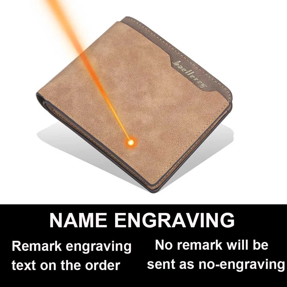 2024 Men Wallets Name Engraving Fashion Short Male Purse Simple Card Holder High Quality Male Purse For Boy Carteria