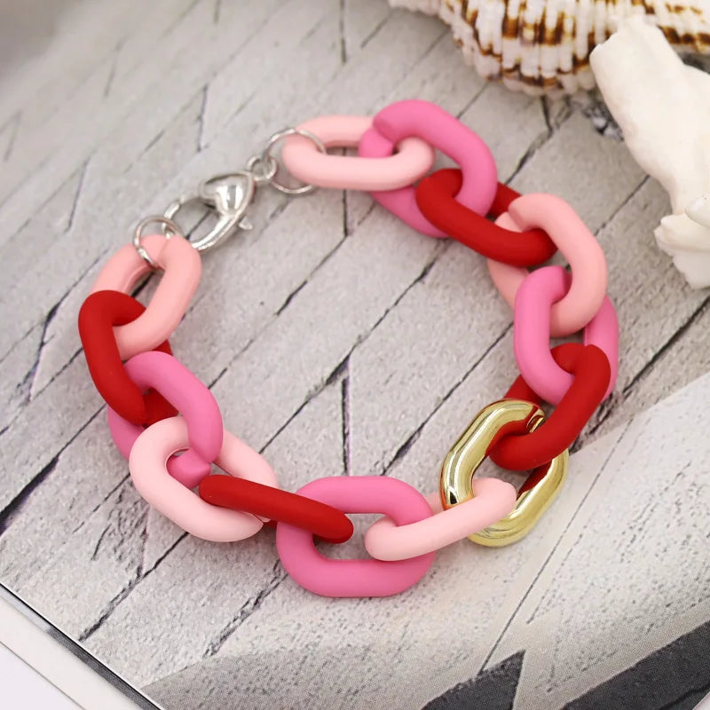 Bracelets for Women New Fashion Colorful Acrylic Chain Bracelet on Hand Jewelry Gifts for Female Girls
