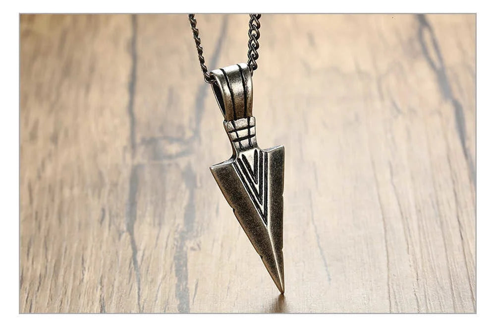 Mens Arrow Pendant Necklace for Men Stainless Steel Male Punk Retro Jewelry