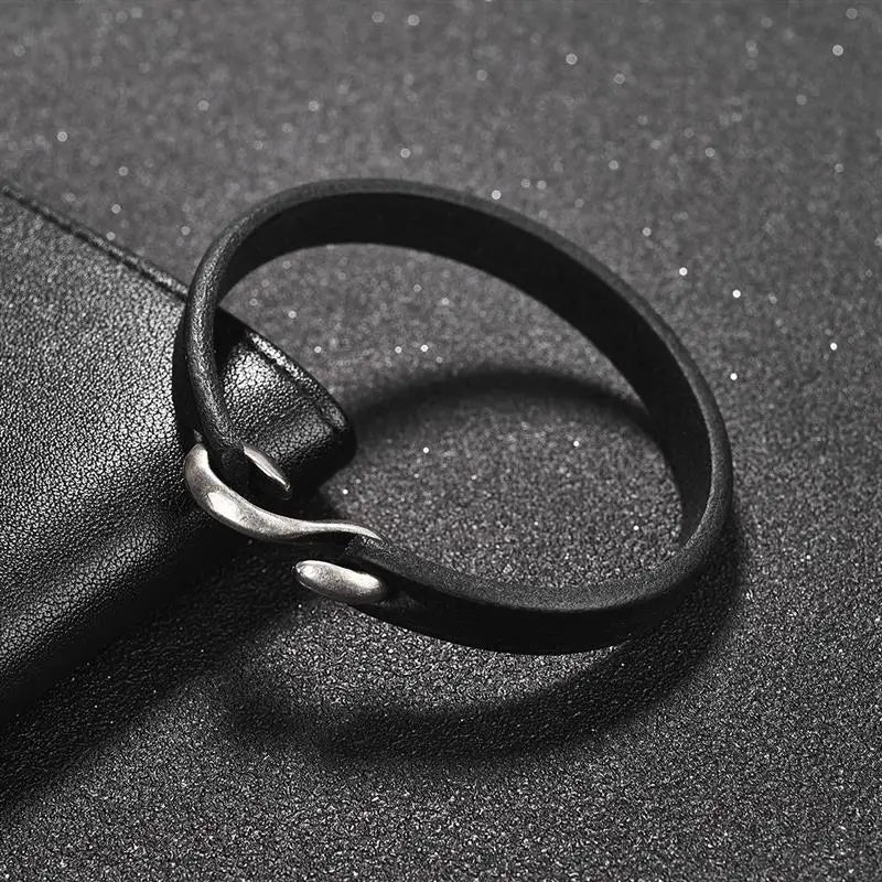 Jiayiqi Men Bracelet Genuine Leather Bangle Retro Cuff Bracelet Classic Hooks Wristband Men Women Jewelry Gifts