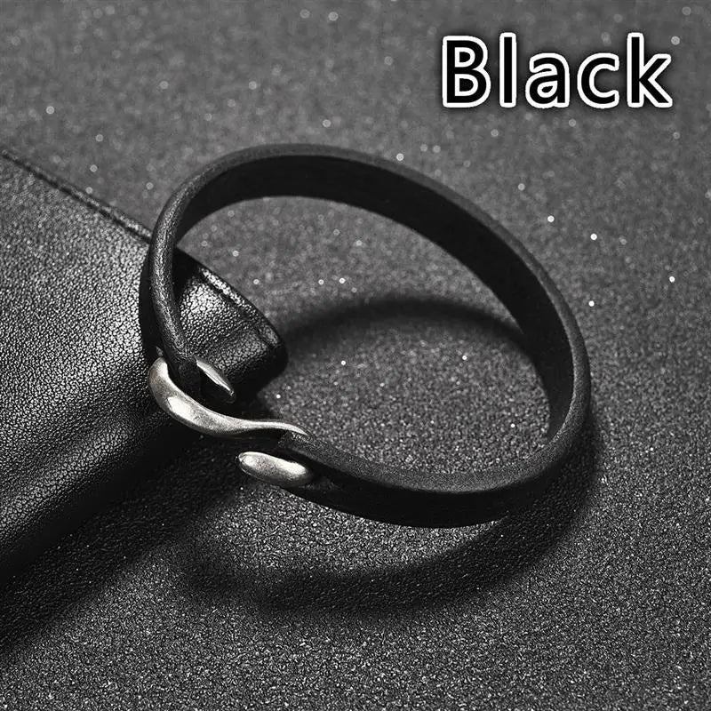 Jiayiqi Men Bracelet Genuine Leather Bangle Retro Cuff Bracelet Classic Hooks Wristband Men Women Jewelry Gifts