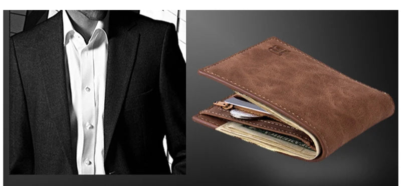Wallet Men Leather Purse for Men Wallets with Zipper Card Holder Coin Pocket Male Money Bag Classic Monederos De Hombre