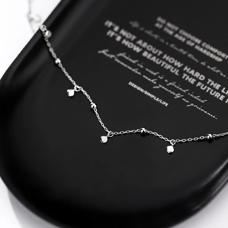 Choker Necklaces for Women Real 925 Sterling Silver Geometric irregular Round Necklaces Clavicle Chain Cute Jewelry Accessories