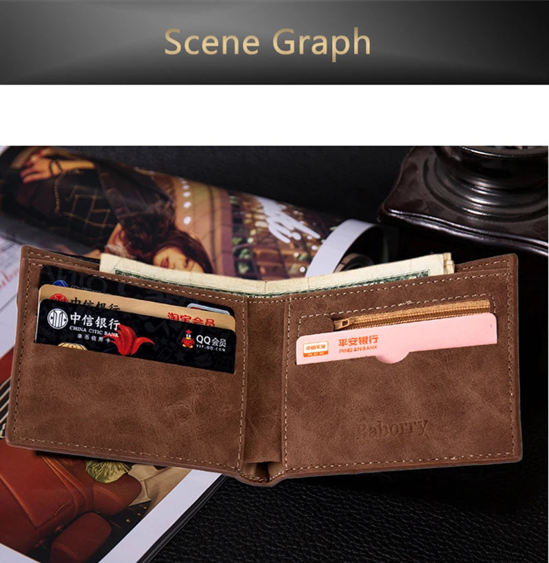 Wallet Men Leather Purse for Men Wallets with Zipper Card Holder Coin Pocket Male Money Bag Classic Monederos De Hombre