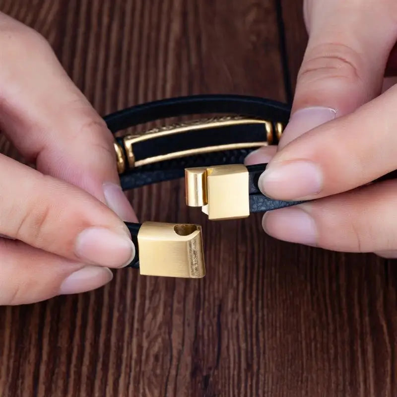 Multilayer Stainless Steel Insert Bracelet Viking Leather Bracelets for Men Braided Bangles Punk Jewelry Homme Accessories