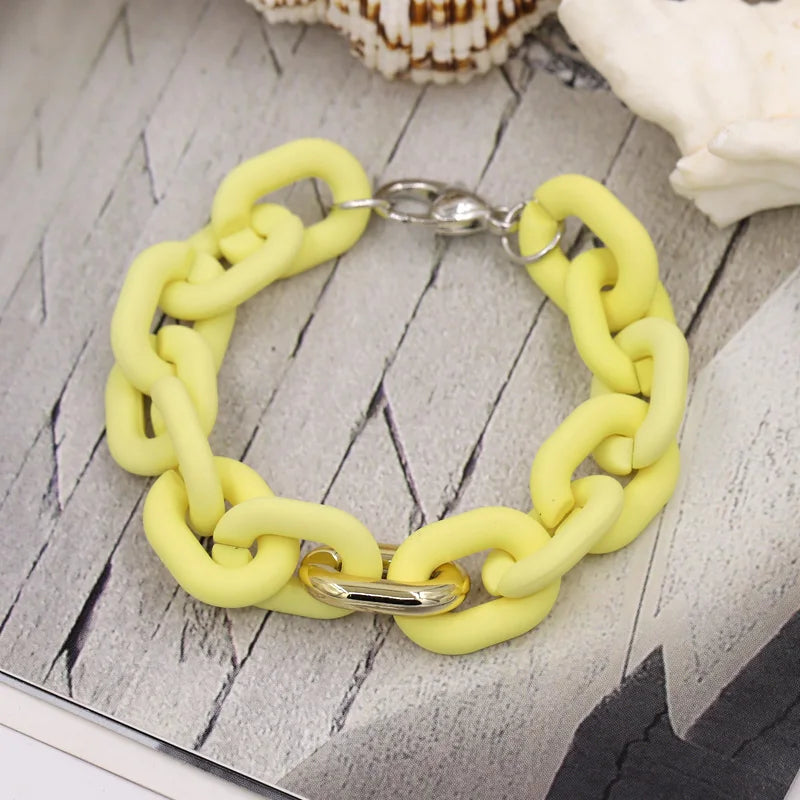 Bracelets for Women New Fashion Colorful Acrylic Chain Bracelet on Hand Jewelry Gifts for Female Girls