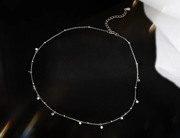 Choker Necklaces for Women Real 925 Sterling Silver Geometric irregular Round Necklaces Clavicle Chain Cute Jewelry Accessories