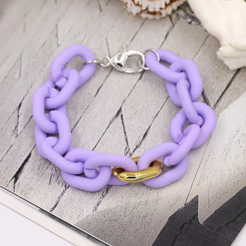 Bracelets for Women New Fashion Colorful Acrylic Chain Bracelet on Hand Jewelry Gifts for Female Girls