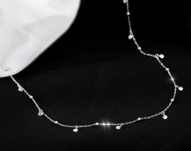 Choker Necklaces for Women Real 925 Sterling Silver Geometric irregular Round Necklaces Clavicle Chain Cute Jewelry Accessories