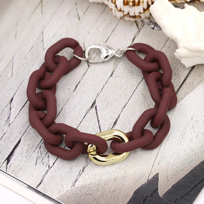 Bracelets for Women New Fashion Colorful Acrylic Chain Bracelet on Hand Jewelry Gifts for Female Girls