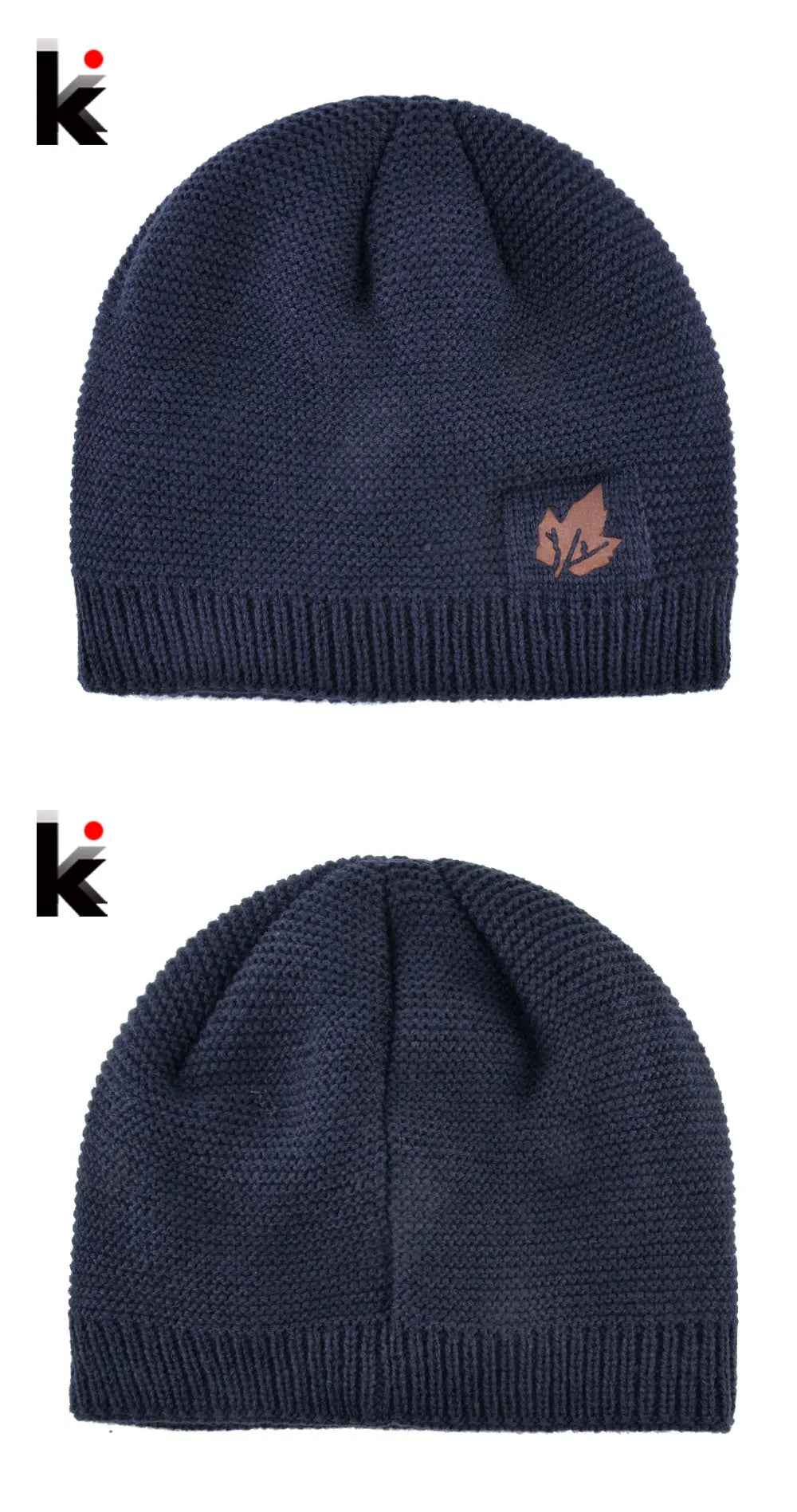 Men Winter Hat Scarf Sets Fashion Maple Leaf Knitted Skullies Beanies Man Thick Add Velvet Knit Bonnet Cap Boys Scarves Set