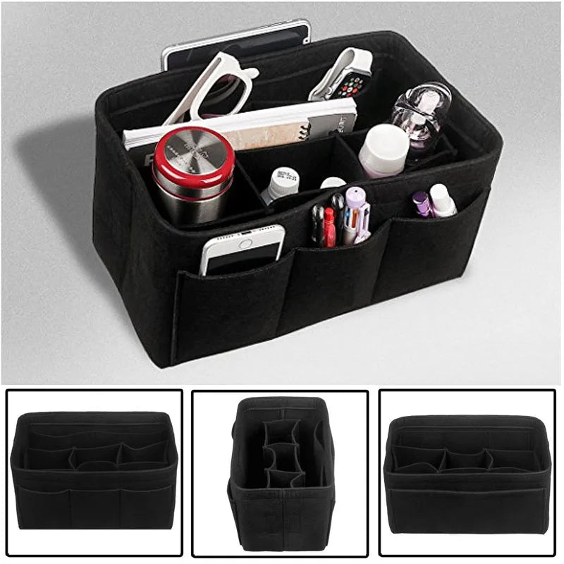 Fashion Women Bag Cosmetic Bags And Make up Organizer Felt Insert Bag For Handbag Felt Cloth Inner Bag Fits Various Brand Bags