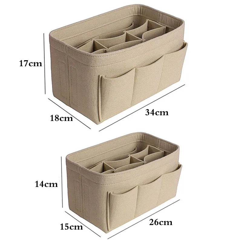 Fashion Women Bag Cosmetic Bags And Make up Organizer Felt Insert Bag For Handbag Felt Cloth Inner Bag Fits Various Brand Bags