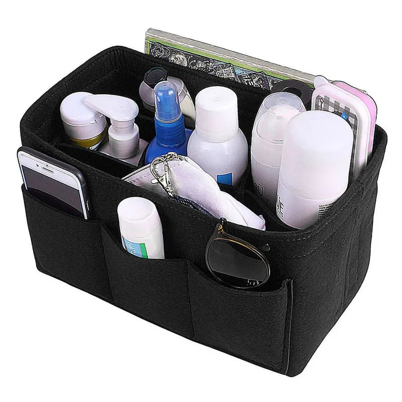 Fashion Women Bag Cosmetic Bags And Make up Organizer Felt Insert Bag For Handbag Felt Cloth Inner Bag Fits Various Brand Bags