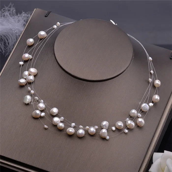 Natural Freshwater Pearl Necklace For Women  Baroque Pearl Layered Choker Fashion Gold Plated Jewelry Accessories Clasp 2021
