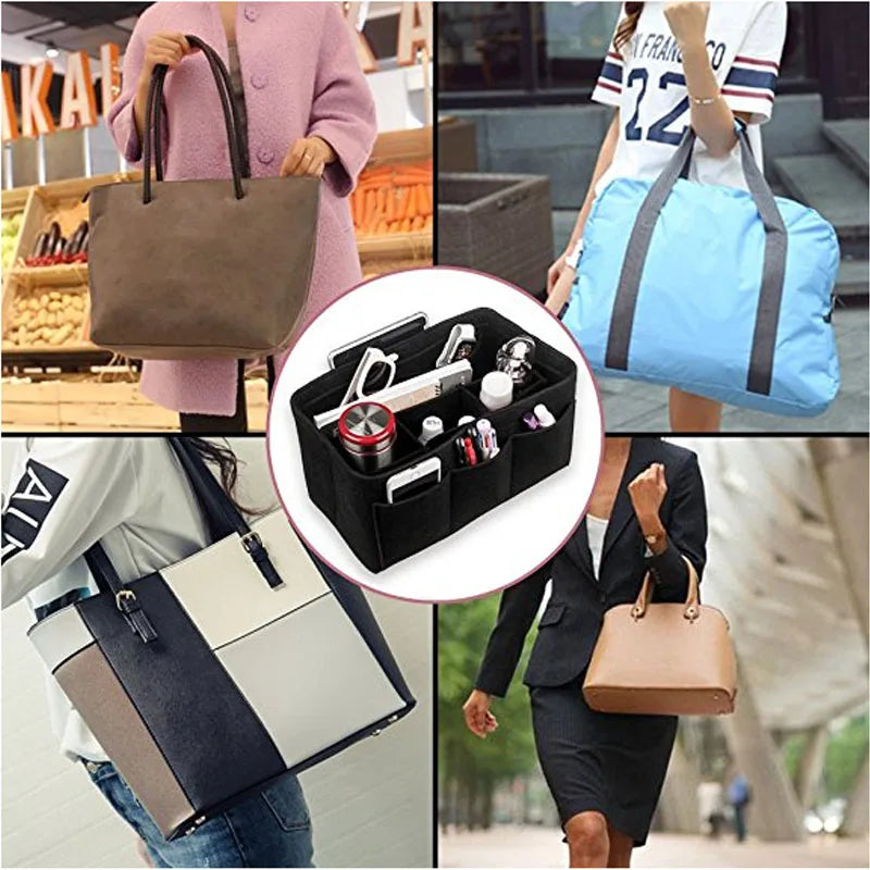 Fashion Women Bag Cosmetic Bags And Make up Organizer Felt Insert Bag For Handbag Felt Cloth Inner Bag Fits Various Brand Bags
