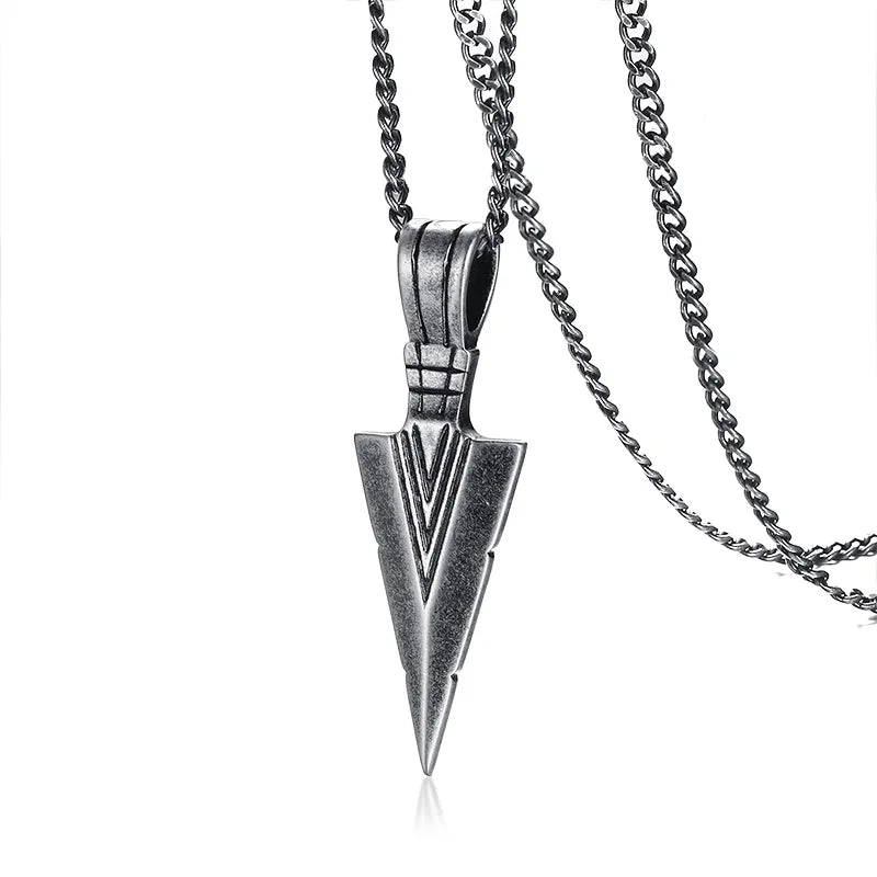 Mens Arrow Pendant Necklace for Men Stainless Steel Male Punk Retro Jewelry