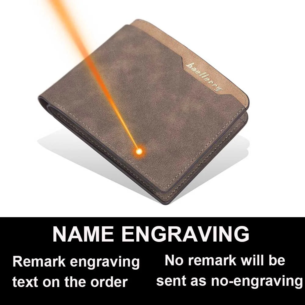 2024 Men Wallets Name Engraving Fashion Short Male Purse Simple Card Holder High Quality Male Purse For Boy Carteria