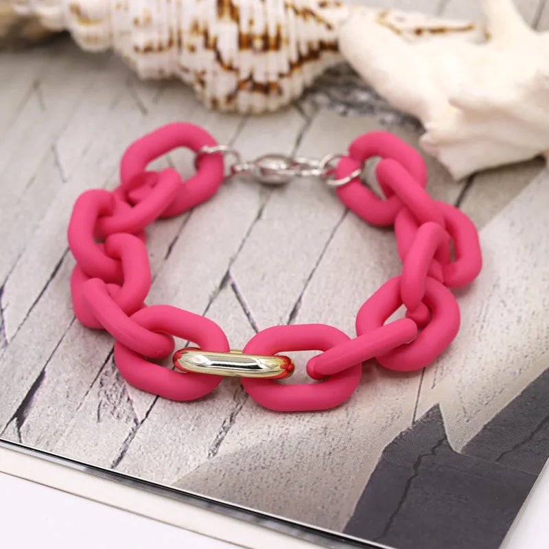 Bracelets for Women New Fashion Colorful Acrylic Chain Bracelet on Hand Jewelry Gifts for Female Girls