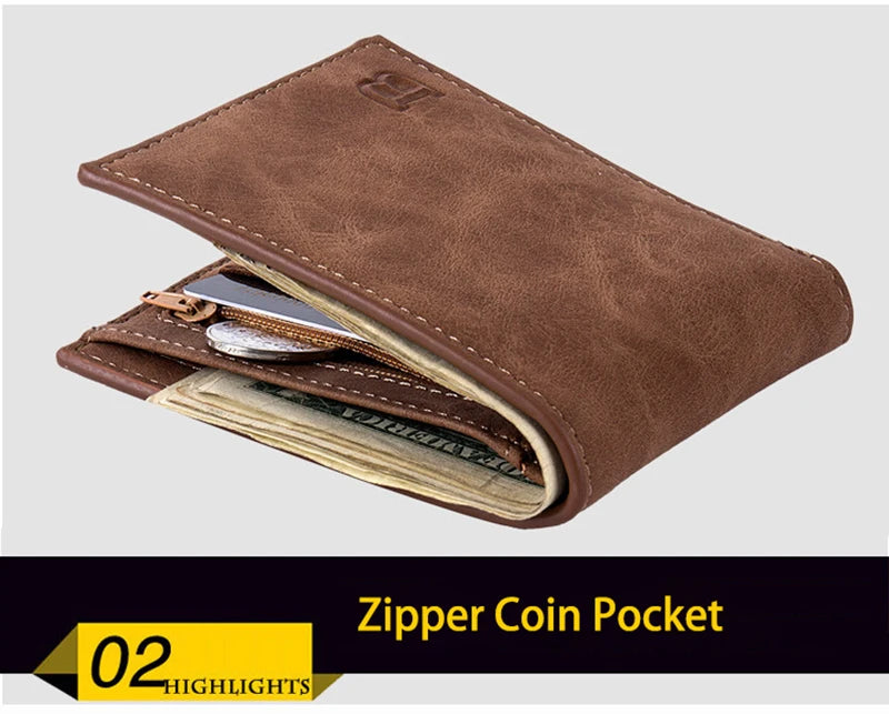 Wallet Men Leather Purse for Men Wallets with Zipper Card Holder Coin Pocket Male Money Bag Classic Monederos De Hombre