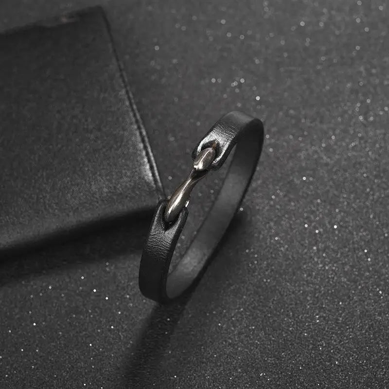 Jiayiqi Men Bracelet Genuine Leather Bangle Retro Cuff Bracelet Classic Hooks Wristband Men Women Jewelry Gifts