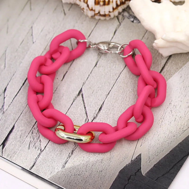 Bracelets for Women New Fashion Colorful Acrylic Chain Bracelet on Hand Jewelry Gifts for Female Girls
