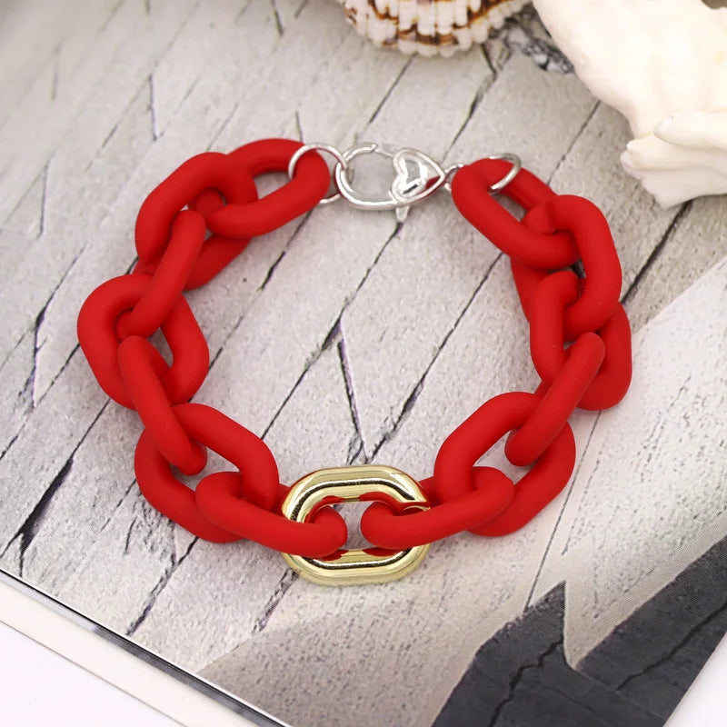 Bracelets for Women New Fashion Colorful Acrylic Chain Bracelet on Hand Jewelry Gifts for Female Girls