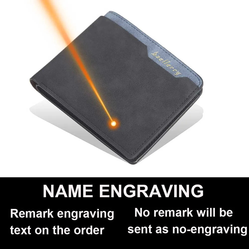2024 Men Wallets Name Engraving Fashion Short Male Purse Simple Card Holder High Quality Male Purse For Boy Carteria