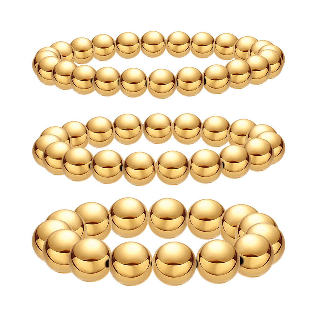 Stylish Simple 18K Real Gold Plated Beaded Bracelet For Women Jewelry Elastic Dainty Bracelets Delicate Bracelets Unisex Party