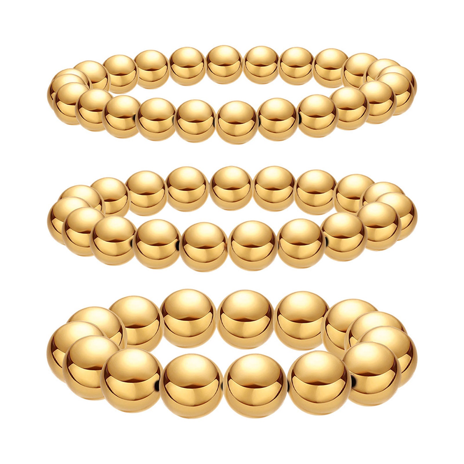 Stylish Simple 18K Real Gold Plated Beaded Bracelet For Women Jewelry Elastic Dainty Bracelets Delicate Bracelets Unisex Party