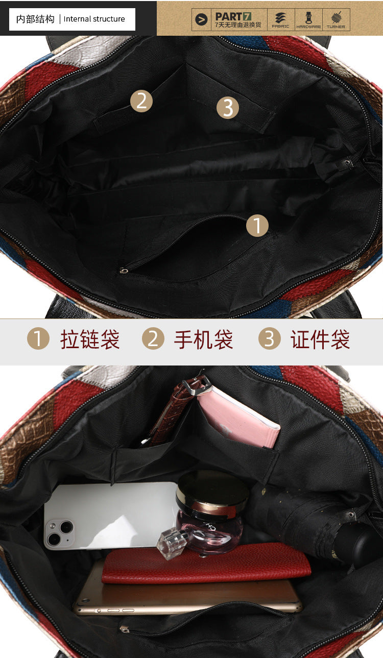 Women's Handbag Women's Shoulder Bag Fashion Purse Vintage Leather Bag Large Capacity Handbag Inclined Shoulder Bag Mom's Bag