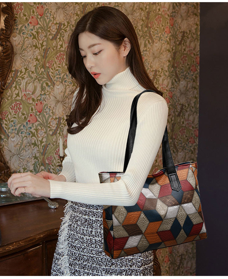 Women's Handbag Women's Shoulder Bag Fashion Purse Vintage Leather Bag Large Capacity Handbag Inclined Shoulder Bag Mom's Bag